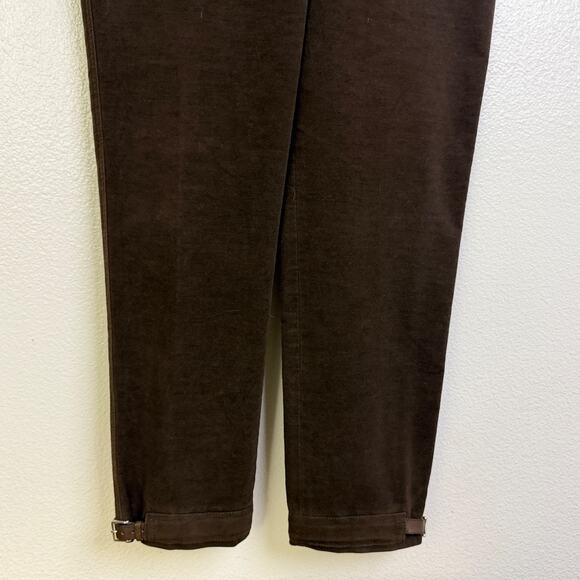 Gunex Pants Womens Size 6 Brown Tapered Leg Trouser Ankle Buckles Made in Italy - Picture 4 of 11